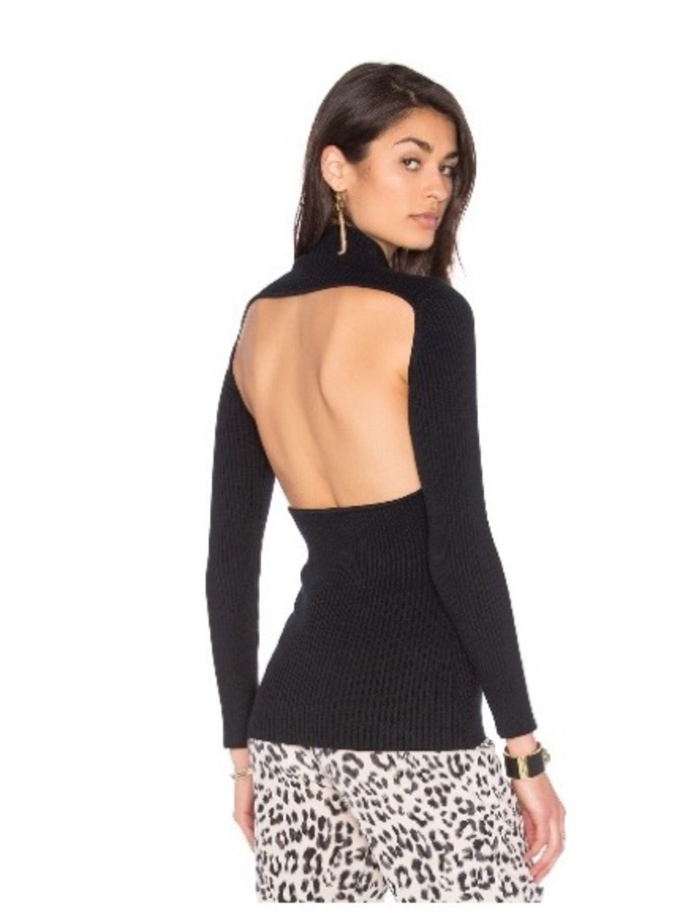 REVOLVE- LPA Top 220- Long Sleeve Black Mock Neck Knit Sweater